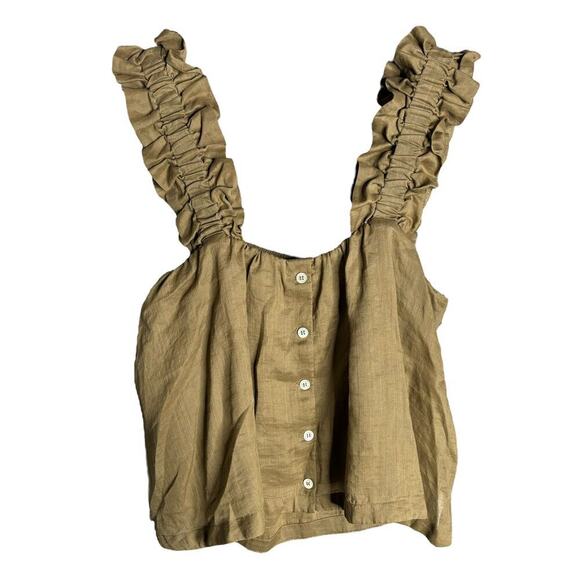 Frame Ruffle Strap Tank Moss Size M - Picture 6 of 7